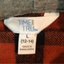 Time And Tru  Womens Flannel Hoodie Shirt Cropped Size Large 12-14 Pockets New Photo 6