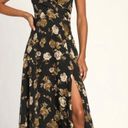 Lulus Black Floral One-Shoulder Maxi Dress Photo 0