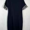 Talbots Navy Blue White Embroidered Short Sleeve Shift Dress Small S Preppy Photo 4