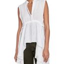 ZARA  Woman linen blend hi low sleeveless blouse business casual S white tie back Photo 11