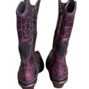 Donald Pliner  Vintage Suede Black Purple Peace sign Cowboy Boots 6.5 Photo 7