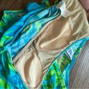 Vtg Y2K Tankini Swim Set Sz 12 Neon Abstract Palm Print High Rise Blue Photo 7