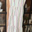 J.Crew  tiered maxi dress poplin vertical rainbow stripes square neck sleeveless Photo 0