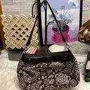 Parisian Thirty-One Handbag Purse Fabric Zipper Closure Medium Brown Floral  Pop Photo 0