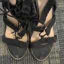 Black Lace Up Ankle Strap Block Sandal Size 9.5 Photo 3