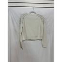 Michelle Mason  Faux Pearl-Embellished Cotton Cropped Knit Sweater White Womens S Photo 4