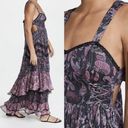 Rococo  Sand Nott Sweetheart Tiered Metallic Purple Paisley Maxi Dress Size S Photo 2