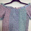 Revolve Petersyn Kinsey Smocked Off The Shoulder Ruffle Top in Pink/Blue/Purple - Large Photo 1