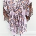 Free People Dream State Lilac Kimono Sleepwear Chiffon Boho Tunic Photo 5