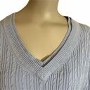 Tommy Hilfiger  V- Neck Cable Knit Sweater Lt Blue Photo 2