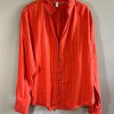 Pilcro  Anthropologie Orange Long Sleeve Button Down Top Large Photo 2