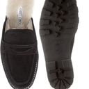 Jimmy Choo  Black Suede fur lined Ramona Shoe slide w crystals 39.5 NIB Photo 3