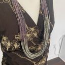 Long Layered Silver Purple Beaded Necklace Photo 1