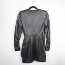 Misha Collection  Dianara Black Lamb Leather Faux Wrap Long Sleeve Mini Dress Photo 5