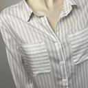 Beach Lunch Lounge‎ Tan and White Striped Button front Blouse Photo 2