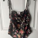 Cinq à Sept Cinq a Sept Marta Floral Print Satin Cowl Neck Camisole Tank Top Black XS New Photo 4