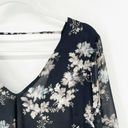 ASTR  Chiffon Floral Mini Swing Dress Sz M Black White V-Neck Lined Long Sleeve Photo 3