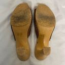 Candie's 90s tan brown leather wood chunky platform  clogs Mules 10 Photo 7