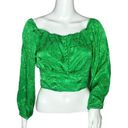 J.O.A. AFRM Women's Top Fem Green Satin Long Sleeve Crop Top Revolve Size Small Photo 1