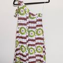 Trina Turk brown & green ikat one shoulder shift dress -0  Photo 5