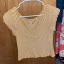 PacSun Orange & White striped short sleeved ruffled top. Perfect condition. Photo 0