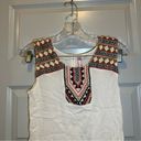 Alya Francesca’s  White Boho Embroidered Accent Gauze Top size L Photo 4