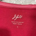 J.Jill  Red Velvet Trimmed Tee Long Sleeve T-Shirt - Size Small - Scoop Neck Top Photo 3