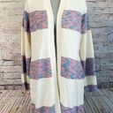 Lane Bryant  Cozy Sweater Cardigan Duster Maxi Length Belted Striped Cream 14 Photo 0