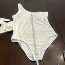 One Piece White one shoulder, , bathing, suit, size large decorative belt Photo 3