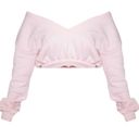 Pretty Little Thing  Pastel Light Pink Off The Shoulder Crop Sweatshirt Sz Large Photo 5