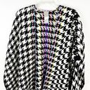 Chico's CHICO’S Black And White Houndstooth Multicolored Accent Panel Fringe Poncho, OS Photo 5