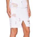 Rag and Bone  Destroyed Distressed White Denim Pencil Skirt Photo 0