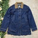 Pacific&Co County Clothing  Cheyenne Denim Jean Corduroy Buttoned Jacket Blue Tan Size M Photo 0