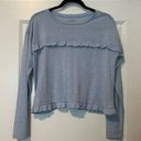 Loft Stripe Cropped Ruffle Long-Sleeve Tee Photo 0