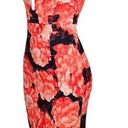 Shareen  Collection V Neck Black and Orange Floral Print Dress Photo 0