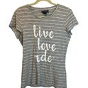 Ariat  Shirt Women's Medium Live Love Ride Gray White Stripes Photo 0