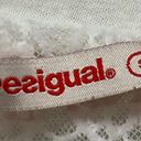 Desigual Women's  White Gray Cropped Lace S/S Shirt OWL Size Small EUC #CA-2415 Photo 5