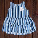 LuLaRoe Women’s Medium Eliana Tiered Tank Top • Blue Vertical Stripes Sleeveless Photo 6