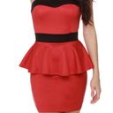 Poof Couture | World Premier Strapless Black and Coral Y2K Mini Dress (Sm) 147O1 Photo 0