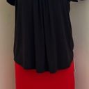 The Comfy Link Black Pleated Round Neck Blouse Pull Over  Stretchy Material Sz M Photo 3