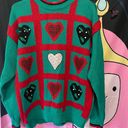 Jordache Vintage 90s  heart print green sweater Photo 4