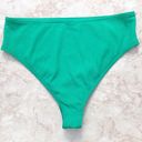 Topshop Vibrant Green Ribbed High Waisted  Bikini Bottoms Photo 10