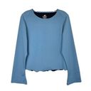 New Balance  Crop Pullover Top M Blue Flared Long Sleeve Round Neck Athleisure Photo 0