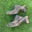 Frye Charlotte chocolate brown leather studded slip on wedge mules 7 Photo 3