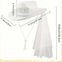 White Bride Cowgirl Hat Veil Bachelorette Party Bridal Wedding Photo 4