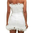 Luxxel  Ruffled Tulip Hem Strapless Mini Dress White Size Large NWT Photo 1