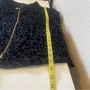 Anne Klein  Black Velvet Leopard Print Zip Up Jacket Blazer Large Photo 8