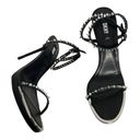 DKNY Black Leather Studded Stiletto Heel Minimalist Ankle Strap Sandal  Dacia Photo 4