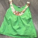 Women’s Pascal USA Large Green Floral Neck Tank Top Shirt Photo 0