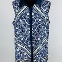 Coldwater Creek  Womens Large L 14 Sleeveless Hidden Button Down Boho Print Top Photo 0